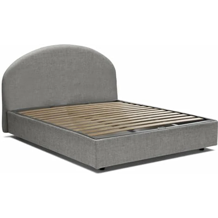 Talamo Italia - Doppelbett Connie, Bettkasten mit Stoffbezug, 100 % Made in Italy, Öffnung vorne, inklusive Matratze 120 x 190 cm, grau – Bild 5