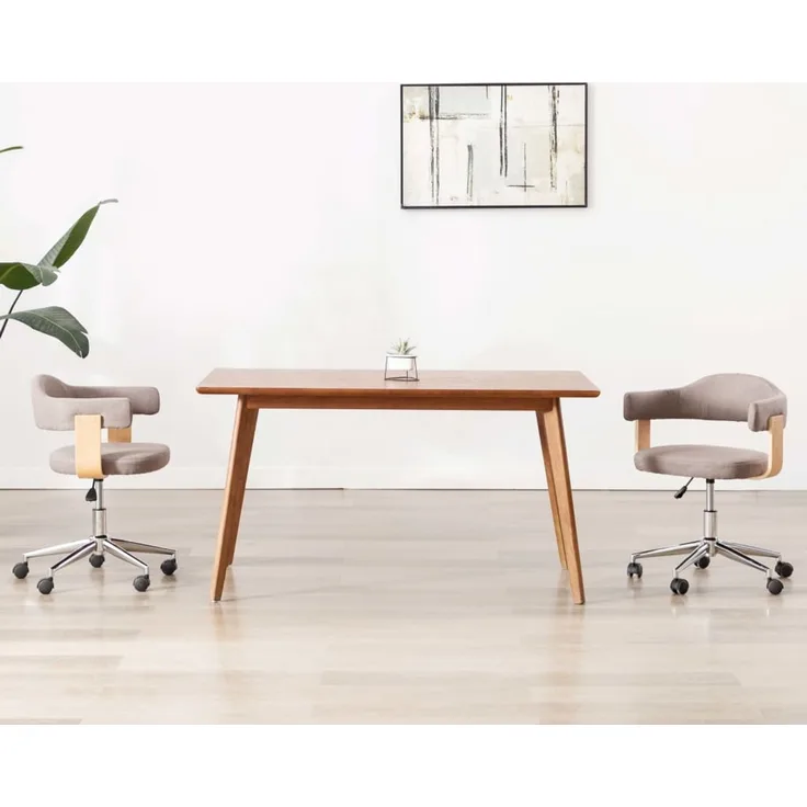 vidaXL Esszimmerstuhl Drehbar Taupe Bugholz und Stoff, Drehbar [287420]