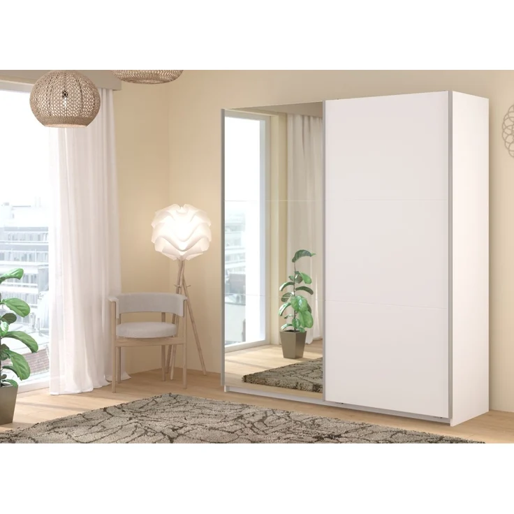 Kleiderschrank Swing in weiß mit Spiegel 178 cm – Bild 4