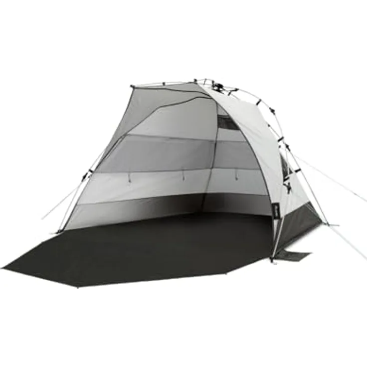 qeedo Quick Bay Pro Große Strandmuschel mit UV-Schutz (UV80) für 3 Personen inkl. Sandheringe und Roll-in-Bag Sonnenschutz - Sandgrey