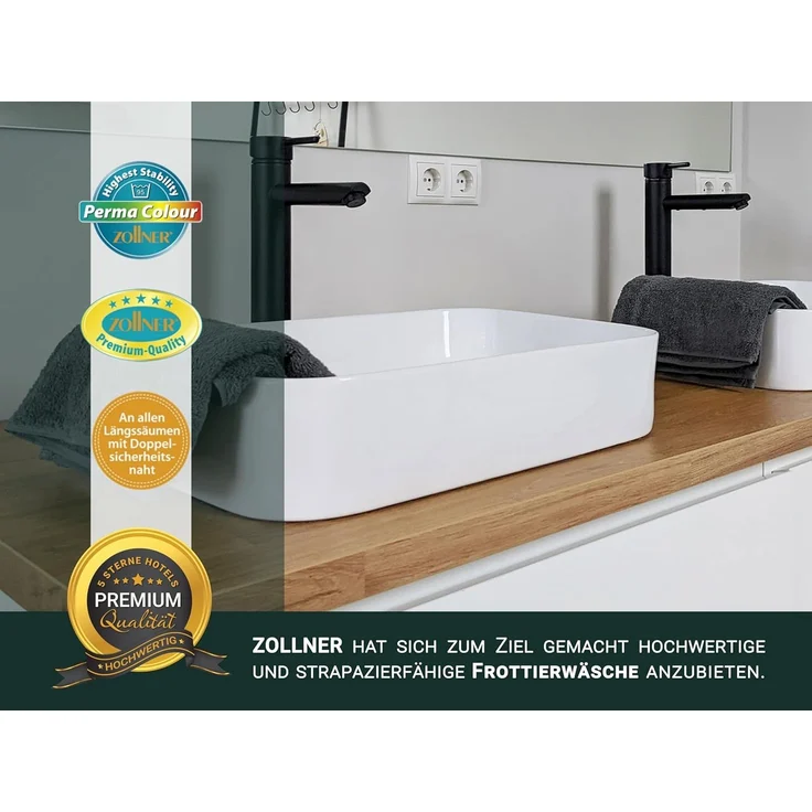 ZOLLNER Handtuch 6er Set, Baumwolle, 50x100 cm, dunkelgrau (graphit) – Bild 5