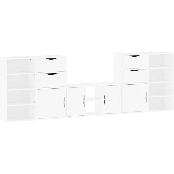 vidaXL 5-tlg. Wohnwand mit Stauraum ODDA Weiß Massivholz Kiefer 3365369