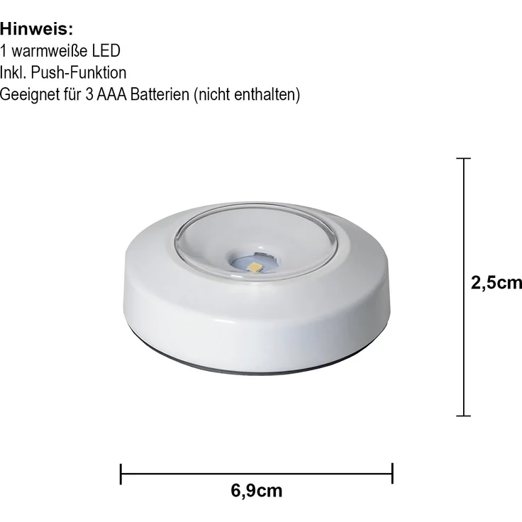 Rundes Orientierungslicht ,Functional' mit Batterien, Stick & Push, Touch-Licht mit warmweißer LED, Ø 6,9cm – Bild 4