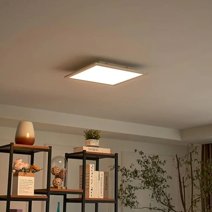 Lindby LED Panel Livel, dimmbar, LED-Lampen, warmweiß, Modern, PMMA, Aluminium, weiß, silber, 1 flammig, inkl. – Bild 2