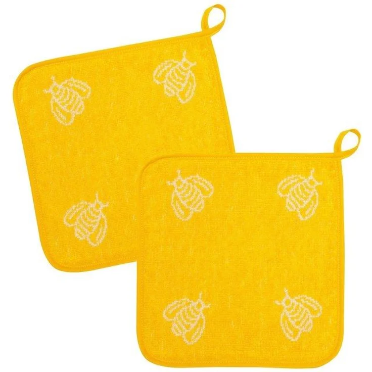 Kracht Topflappen Bienen, (2-tlg, 2-teilig), 2er Set Topflappen, Baumwoll Frottier, ca. 22x22 cm – Bild 2
