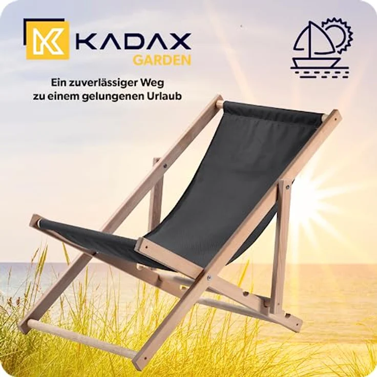 Kadax Holzliegestuhl, klappbar, aus Buchenholz, Graphit, 53x78 cm, für Garten und Terrasse, tragfähig bis 120 kg, UV- und feuchtigkeitsresistent – Bild 3