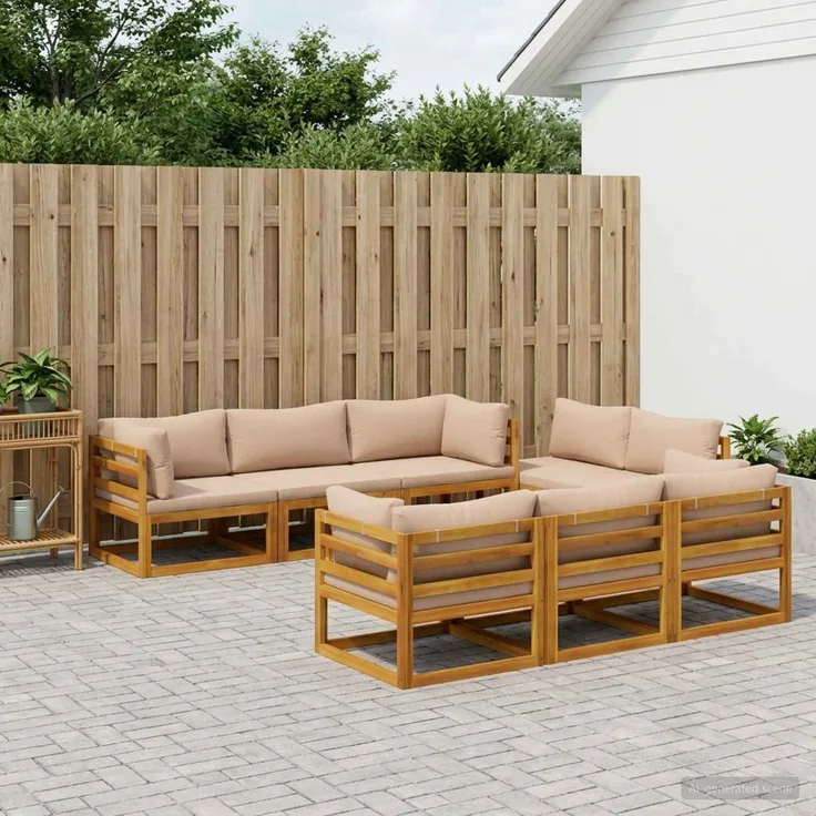vidaXL 9-teiliges Garten-Lounge-Set, modular Natur Massivholz Akazie 3417287
