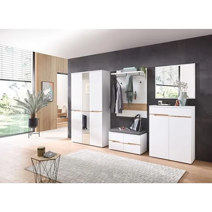 Memphis Schuhschrank in Weiß, Artisan Eiche Optik - Schuhregal mit viel Stauraum für Ihre Schuhe - 80 x 107 x 38 cm (B/H/T) – Bild 6
