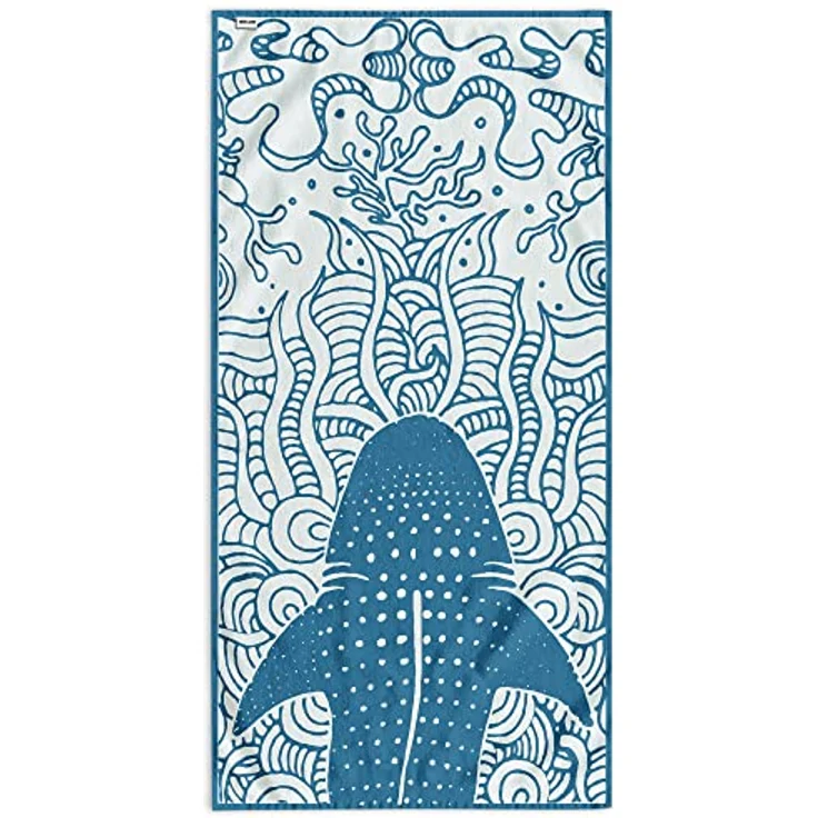 DecoKing Strandtuch groß 90x180 cm Baumwolle Frottee Velours Badetuch dunkelblau Marineblau weiß Shark – Bild 3