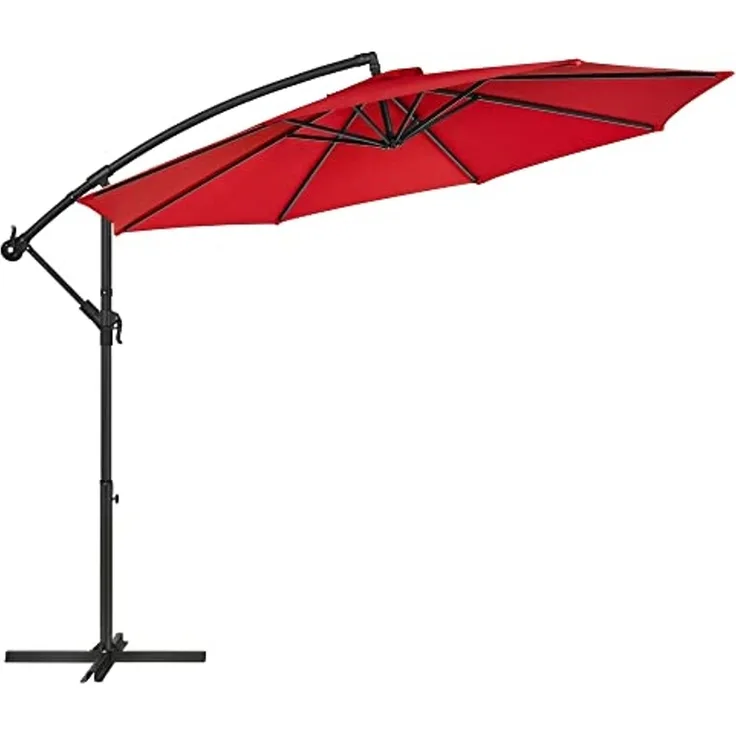 Songmics Sonnenschirm, Ø 300 cm, UV-Schutz UPF 50+, mit Kurbel, mit Ständer