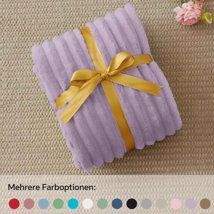 BEDELITE Kuscheldecke Flauschig Decke Klein - weiche Flanell Decken Lavendel 125x150 für Sofa, Deko Streifen Cord Fleecedecke als Sofaüberwurf für Wohnzimmer, Throw Blanket Wide Use – Bild 6