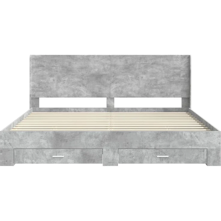vidaXL Bettgestell mit Stauraum und Kopfteil Betongrau Holzwerkstoff 3414076 – Bild 6