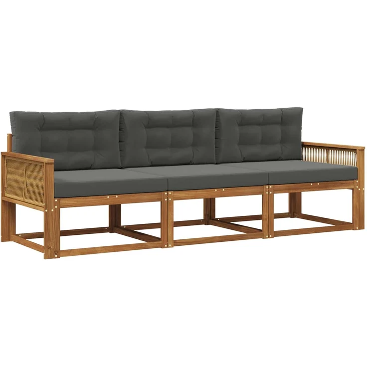 vidaXL Outdoor-Sofagarnitur 3 stk. 3-Sitzer Natur und Anthrazit 3382310 – Bild 2