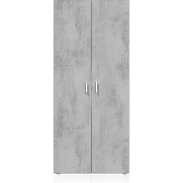 Habitdesign, Mehrzweckschrank, 2 Türen, 3 Einlegeböden, 182 x 80 x 37 cm (H x B x T), Besenschrank, Arktisweiß und Zement – Bild 7