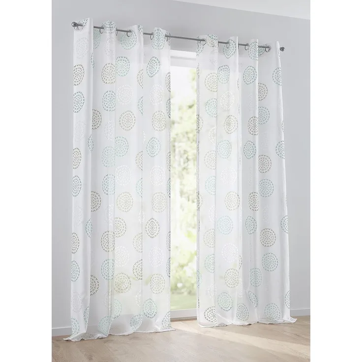 Kutti Vorhang Bella (1 St), Ösen, halbtransparent, Gardine, halbtransparent, Ausbrenner, bedruckt, Baumwolle-Polyester