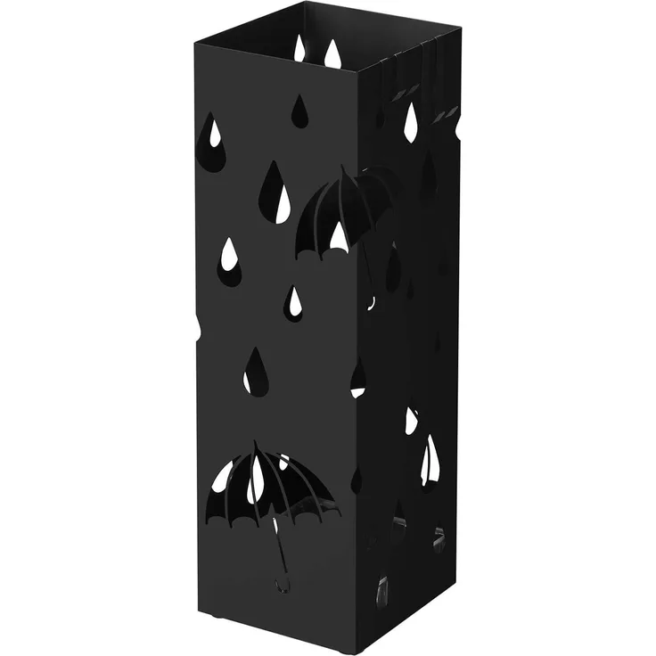 Songmics Regenschirmständer, Metall Schwarz, 15,5 x 15,5 x 49 cm