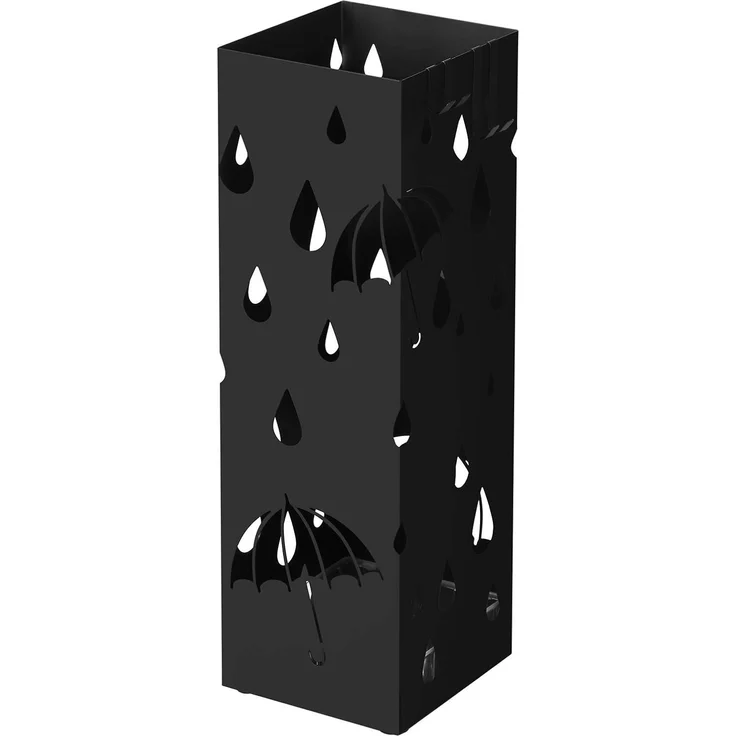 Songmics Regenschirmständer, Metall Schwarz, 15,5 x 15,5 x 49 cm – Bild 1