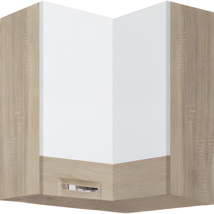 PREMIO 54G – Eckhängeschrank 60 × 60 cm, Beige Hochglanz