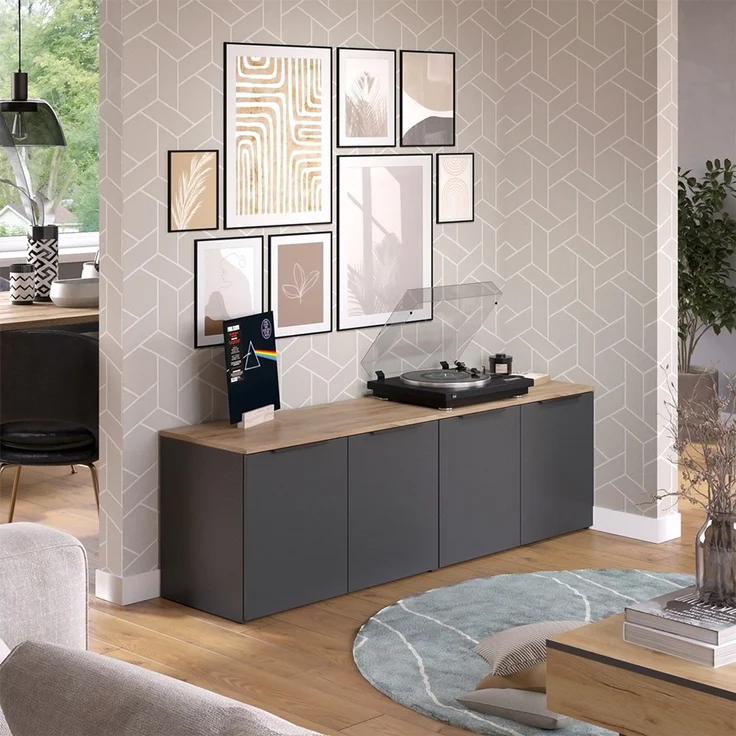 Wohnwand Wido Anthrazit 2 Teile Vicco – Bild 4