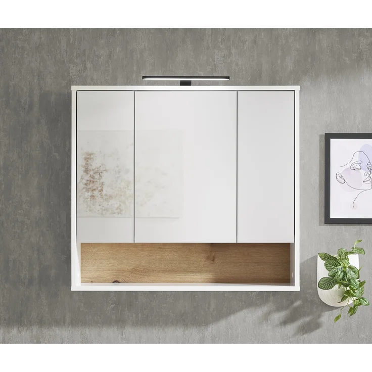Badezimmerspiegelschrank >Liguria< in Weiß / Evoke Eiche Dekor - 80x72x21cm (BxHxT) – Bild 7