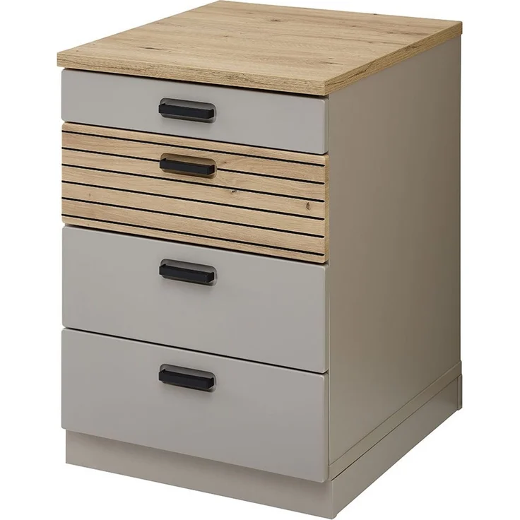 Rollcontainer Glenn, Holzwerkstoff, Braun, Grau, 45 x 66 x 55 cm – Bild 3