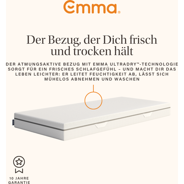 Emma 'One Medium' Viscoschaum-Matratze, 80x200 cm, 85 % Polyester / 15 % Polypropylen, Weiß – Bild 7