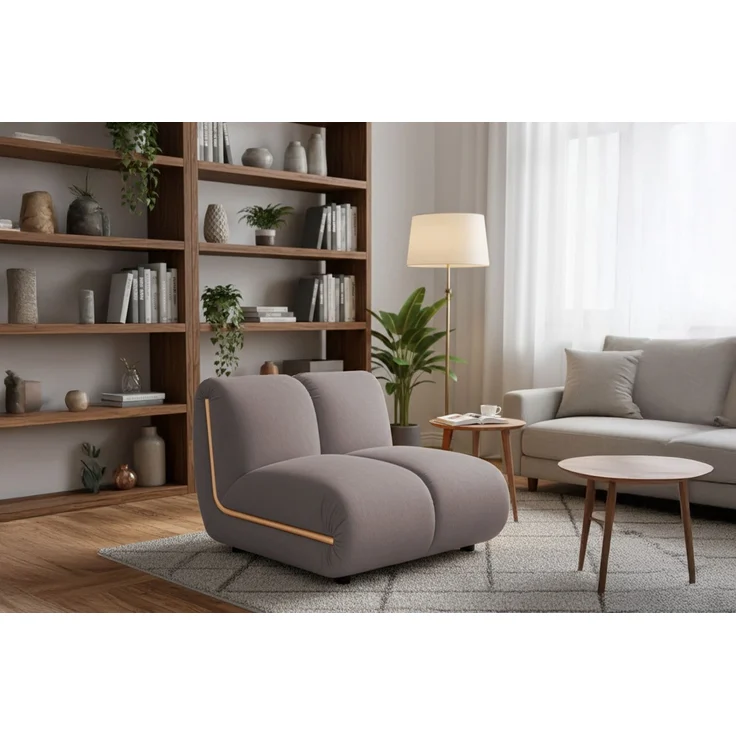 KAWOLA Sessel LAYLA Sitzelement Velvet taupe 74 x 99 x 92 cm – Bild 1