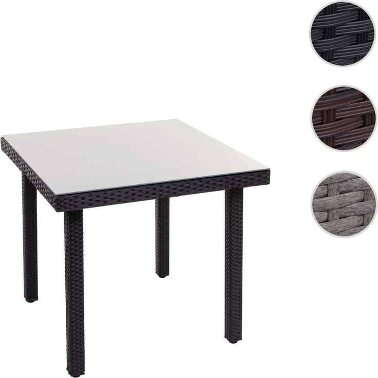 Poly-Rattan Gartentisch Cava, Esstisch Beistelltisch Tisch mit Glasplatte, 80x80cm ~ schwarz – Bild 10