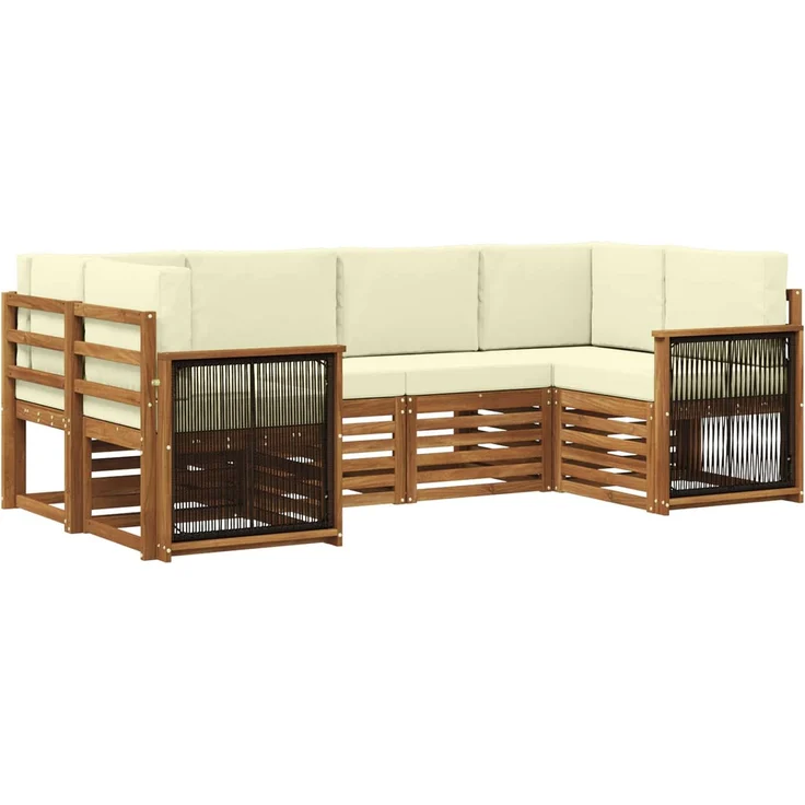 vidaXL Outdoor-Sofagarnitur 6 stk. 6-Sitzer Natur und Creme 3384771 – Bild 2