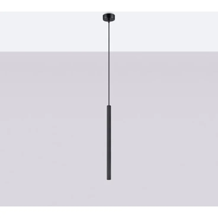 Sollux Lighting Pendelleuchte Arche 1, schwarze Pendelleuchte mit modernem Design und geripptem Stahlrohr, 120 cm Höhe – Bild 5