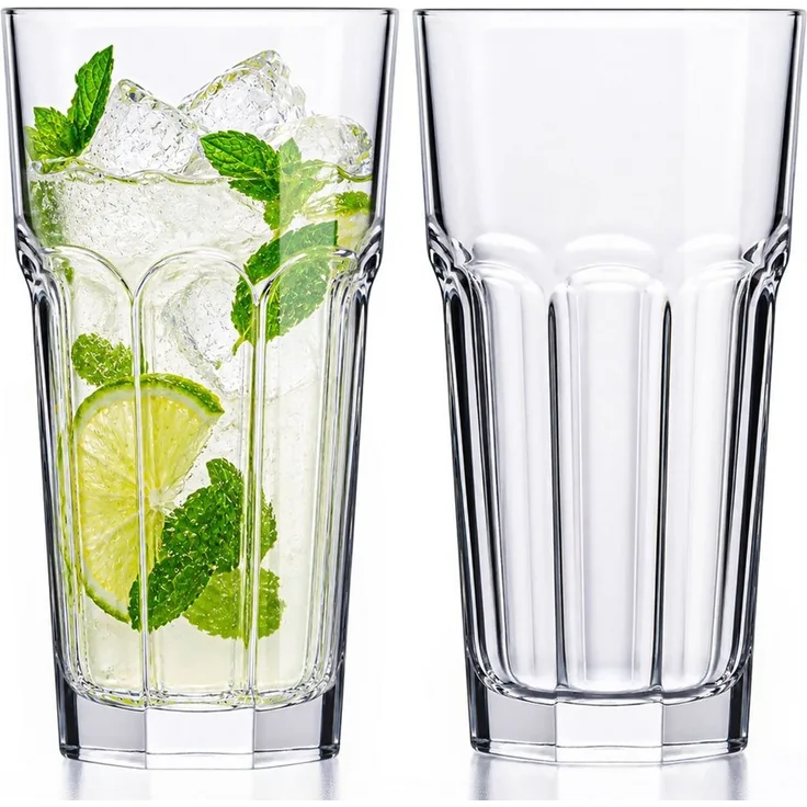 KONZEPT Gläser-Set 620 ml, spülmaschinenfest, aus transparentem Glas, 4-tlg, Kühlschranksicher, Rostbeständig, Rutschfest, Strapazierfähig