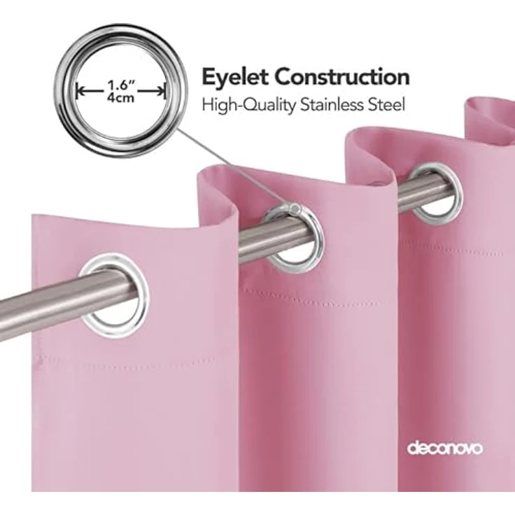 Deconovo Verdunkelungsgardinen mit Kälteschutz Kinderzimmer Verdunkelungsvorhang Kälteschutzschal, 183x132 cm(HöhexBreite), Rosa, 2er Set – Bild 8