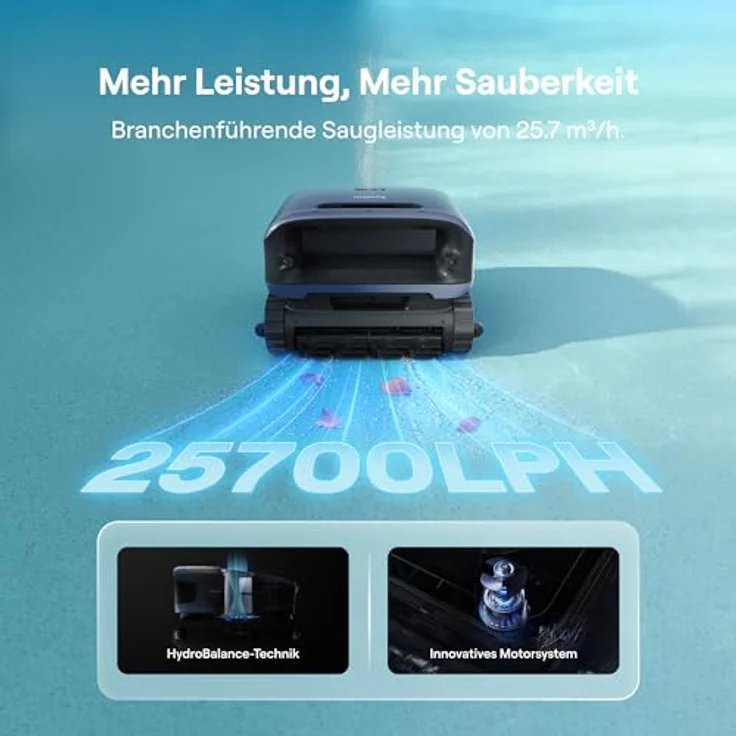 Beatbot Sora 70 Poolroboter, 4-in-1 Poolsauger mit 25700 LPH, 6L Fassungsvermögen, smartes Parken, 10000 mAh Akku, für Pools bis 300 m², blau – Bild 4