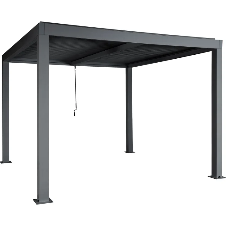Mendler 'HWC-L46' Pergola, Regenrinne sturmfest, Aluminium anthrazit, 3x3 m – Bild 9