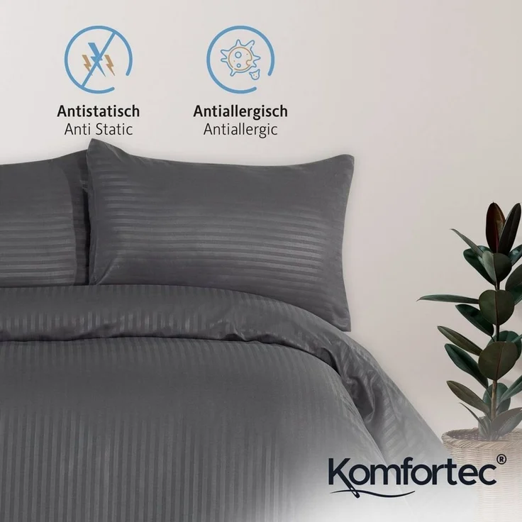 Komfortec Bettwäsche Deluxe, 2&3 Teilig, 140x200 cm, 155x220 cm, 200x200 cm oder 220x240 cm, 100 % Mikrofaser (120 g/m), 3 teilig, Bettwäsche-Sets mit Reißverschluss, Weich und Bügelfrei – Bild 3
