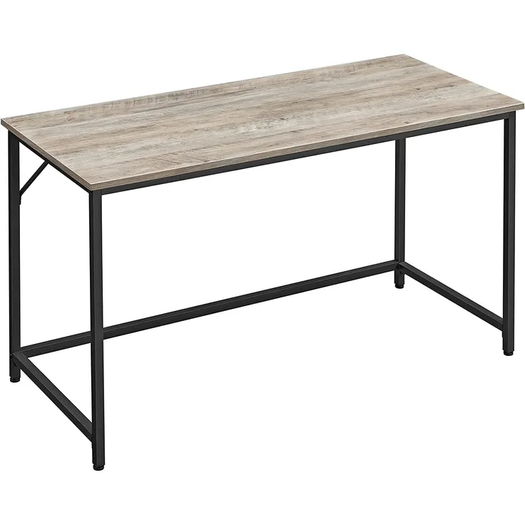 VASAGLE Schreibtisch, Computertisch, schmaler Bürotisch, 140 x 60 x 75 cm, Arbeitszimmer, Homeoffice, Büro, einfacher Aufbau, Stahl, Industrie-Design, Greige-schwarz LWD043B02