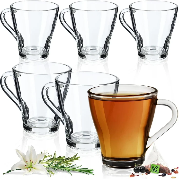 KADAX 6x Tee- und Kaffeegläser, 250 ml, Getränkeglas-Set mit Griff – Bild 1