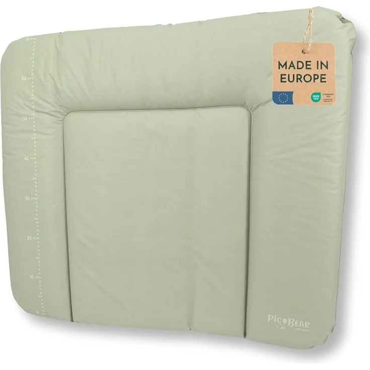 pic bear Wickelauflage HONEY, weiche Wickelunterlage, OEKO-Tex 100, wasserdicht, pflegeleicht, 72x85 cm, Wickelmulde, Wickeltischauflage, erhöhter Rand (Oliv, 85x72 cm (1er Pack))