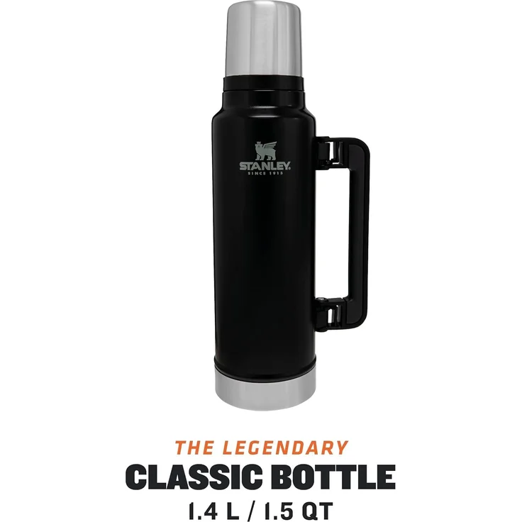 Stanley Isolierflasche Classic 1. 4 Liter schwarz/ silberfarben – Bild 3