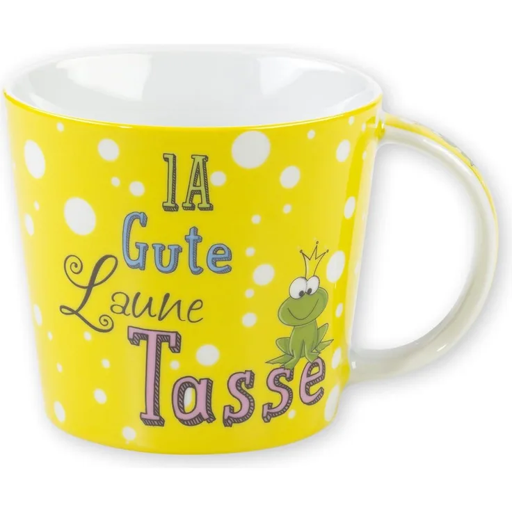 GRUSS & CO 42704 Tasse Gute Laune, gelb, Porzellan, 32 cl