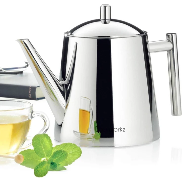 Teekanne Edelstahl mit Siebeinsatz 1500ml Teebereiter für Früchte & Kräutertee – Bild 4