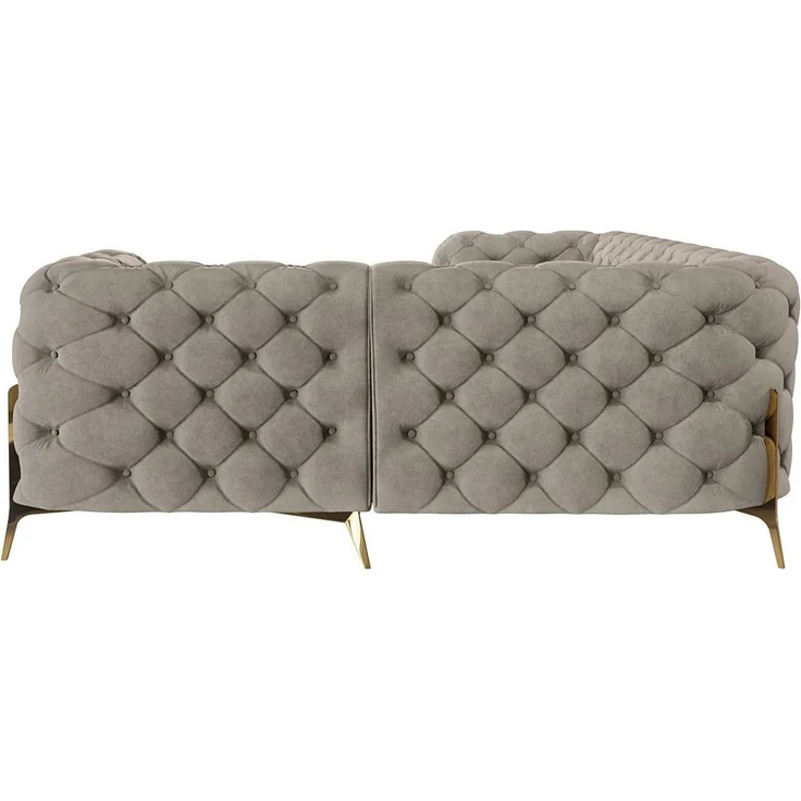 S-Style Möbel Ecksofa Chesterfield Ashley mit Goldene Metall Füßen, Die Eckeinheit kann entweder rechts- oder linkshändig sein, mit Wellenfederung – Bild 3