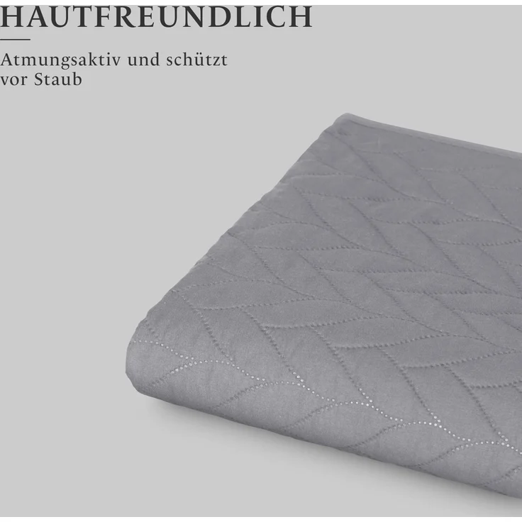 Tagesdecke ( Grau ) 220x240 cm mit wattierter Zwischenlage, Bettüberwurf - Überwurfdecke, Sommerdecke gesteppt - Steppdecke, Wendedecke – Bild 5