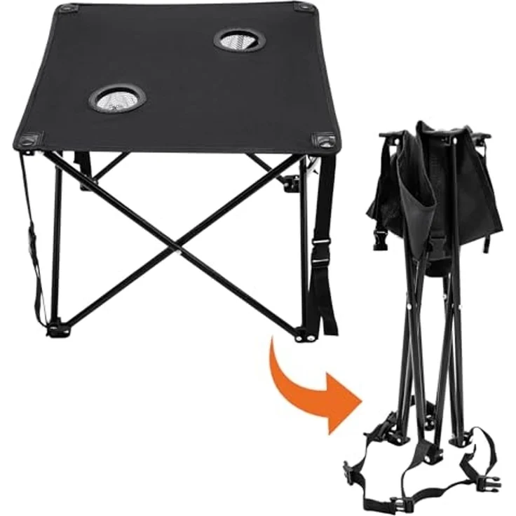 Spetebo Campingstuhl Sitzgruppe Tisch und 2 Stühle für Garten & Camping (3 tlg, 1 St), Outdoor Sitzgarnitur faltbar mit jeweils integriertem Getränkehalter – Bild 6