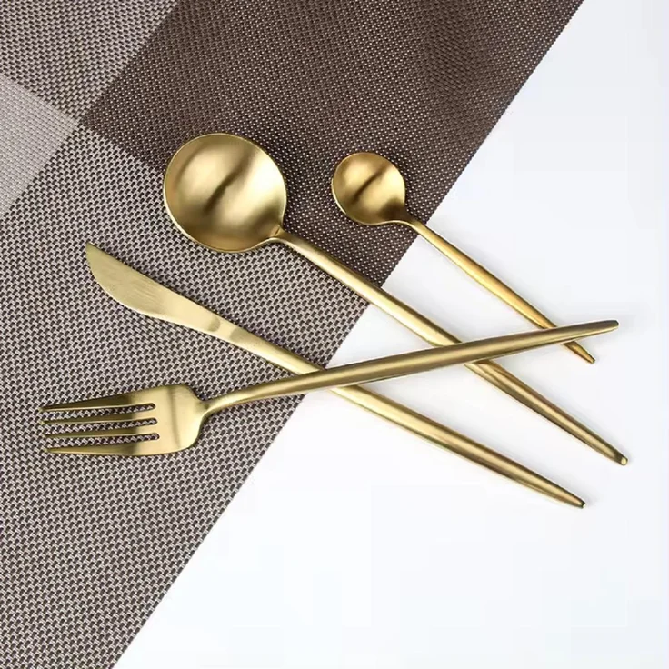 Cheffinger Premium Besteckset, 6 Personen 24-tlg, Edelstahl gold – Bild 3