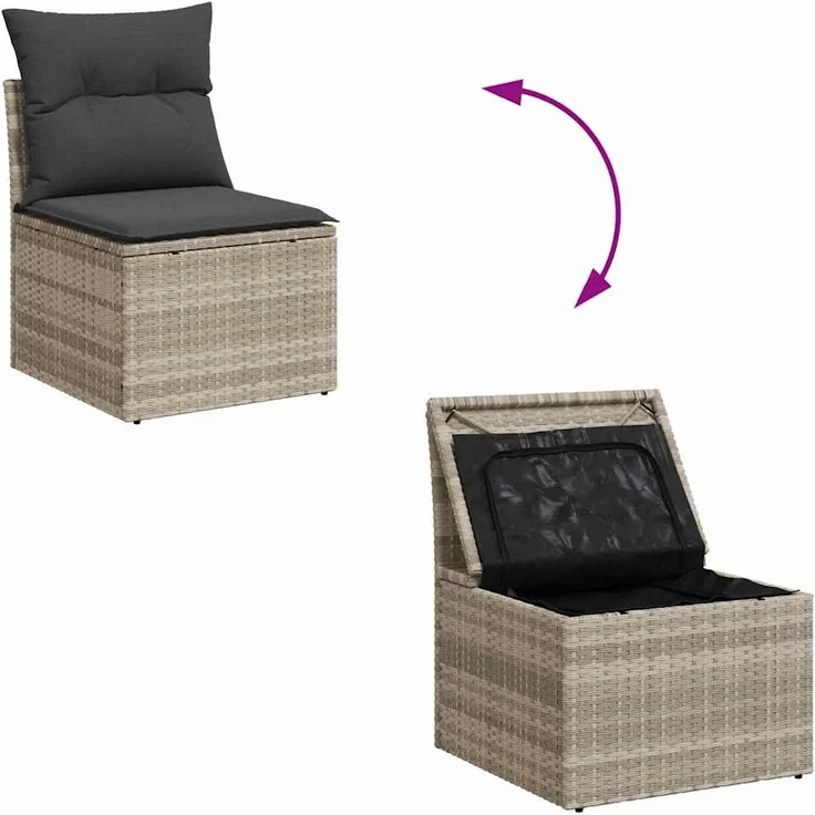 vidaXL Gartensofa-set mit Speicher 4 pcs Hellgrau Poly-Rattan 3354351 – Bild 9