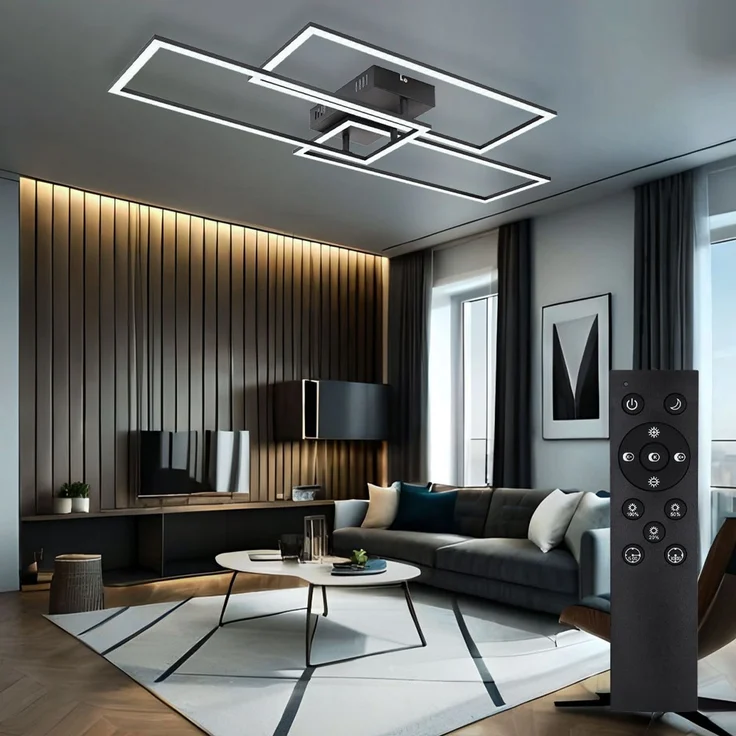 LED Deckenleuchte, schwarz-weiß, Fernbedienung, L 90 cm – Bild 2