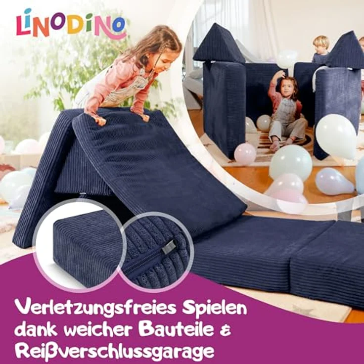 Linodino Kindersofa Spielsofa I aus Schaumstoff Bausteine I Spielcouch für Kinder, 3 Jahre Garantie – Bild 4