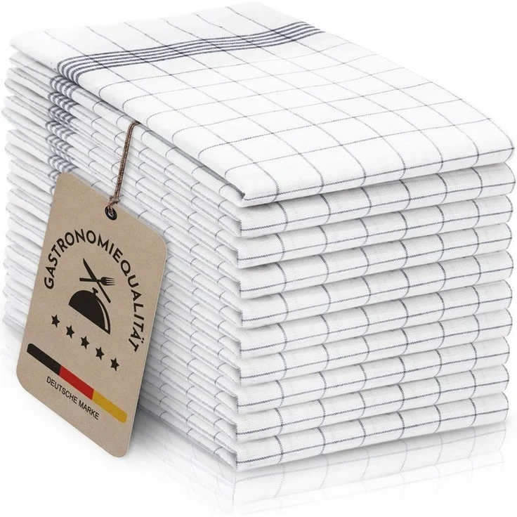 ZOLLNER 10er Set Geschirrtücher Baumwolle in 50x70 cm - super saugstarke und langlebige Küchentücher - waschbar bis 95°C – in grau weiß kariert - Gastronomiequalität - Oeko Tex® Zertifiziert – Bild 5