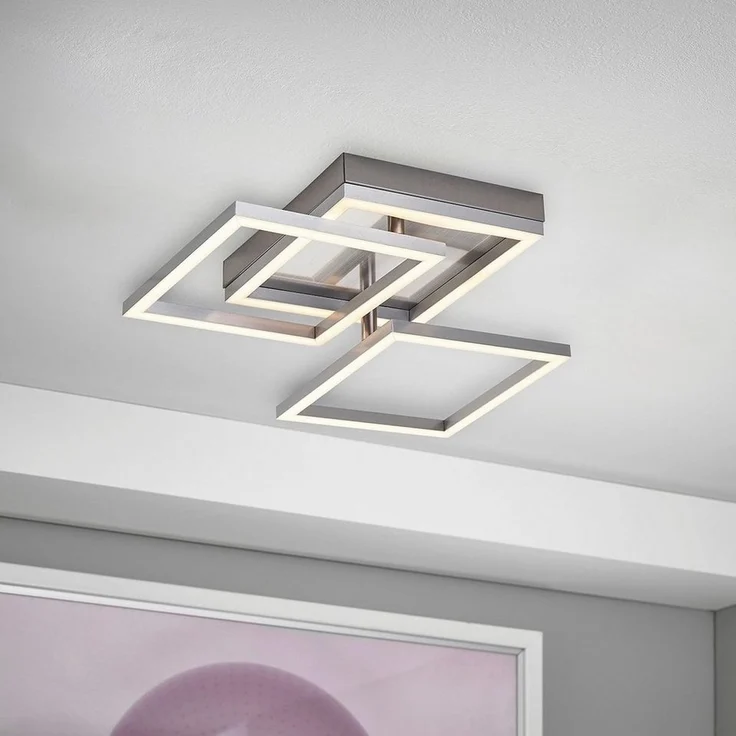 MeLiTec LED Deckenleuchte D119, warmweiß, LED Deckenleuchte Rahmen Leuchte Wand Deckenleuchte nickel matt – Bild 2
